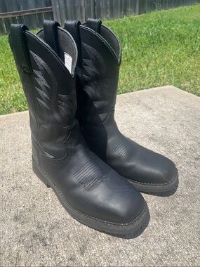 Laforst said Men's Black Western Pull-On Work Boots